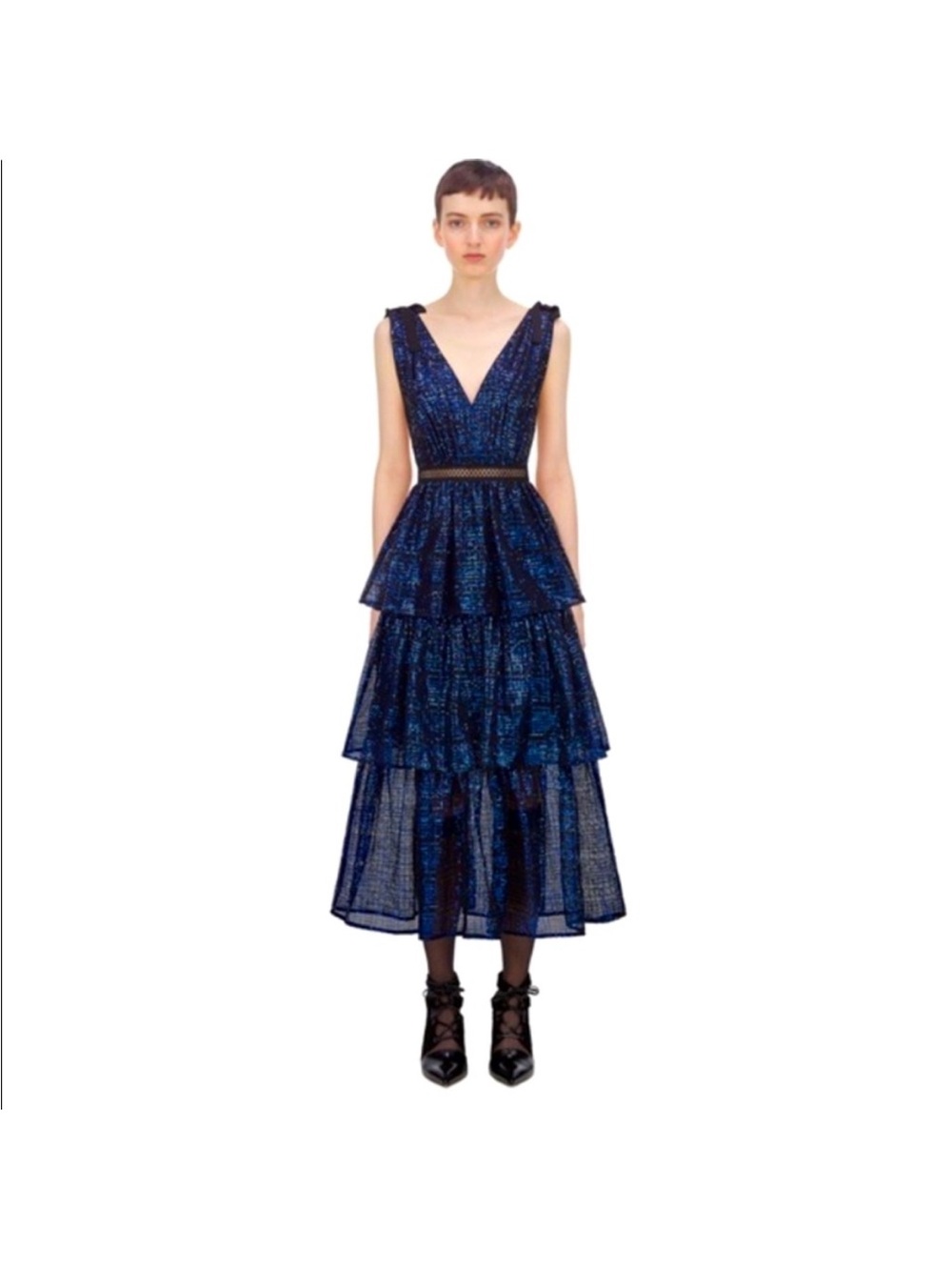 Like New! Self-Portrait Sequin Checked Midi Dress